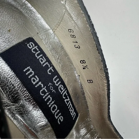 Stuart Weitzman Heels Pointed Toe Pumps Sparkle Glitter Bridal Glam Leather 8.5B - Picture 11 of 12